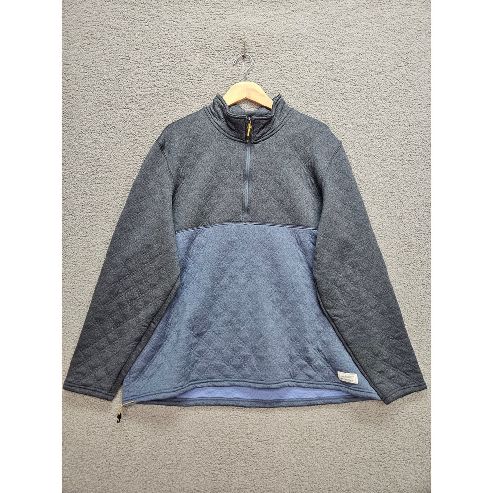 Eddie Bauer Travex Quarter Zip Pullover 2XL Gray Blue Quilted Gorpcore